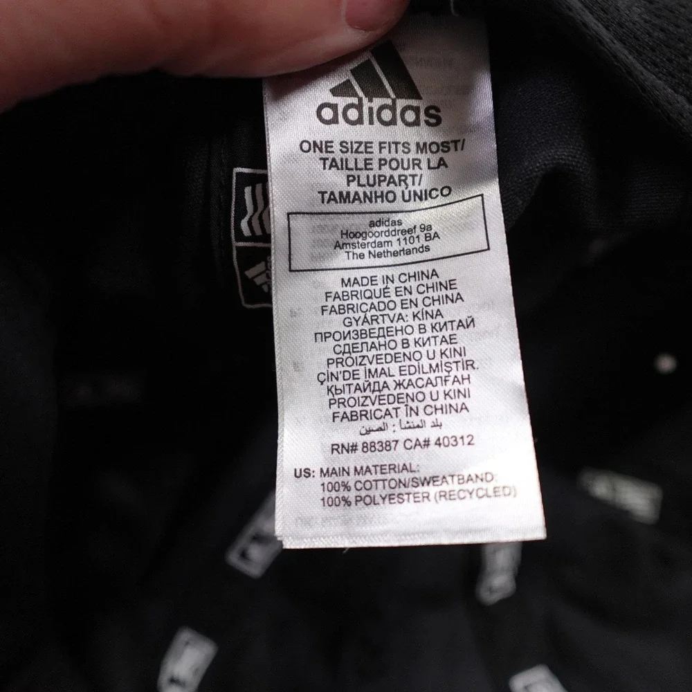 Adidas Hat Cap Strap Back Mens One Size Black Twill Baseball Sports Logo